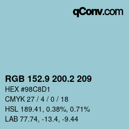 カラーコード: RGB 152.9 200.2 209 | qconv.com