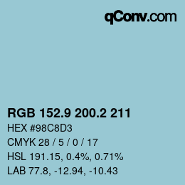 Color code: RGB 152.9 200.2 211 | qconv.com