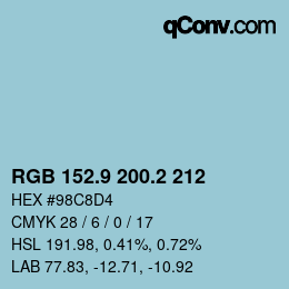 Color code: RGB 152.9 200.2 212 | qconv.com