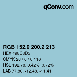 Color code: RGB 152.9 200.2 213 | qconv.com