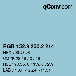 カラーコード: RGB 152.9 200.2 214 | qconv.com