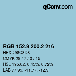 Color code: RGB 152.9 200.2 216 | qconv.com