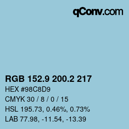 Color code: RGB 152.9 200.2 217 | qconv.com