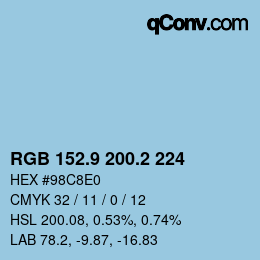 カラーコード: RGB 152.9 200.2 224 | qconv.com