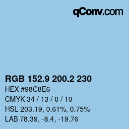 Color code: RGB 152.9 200.2 230 | qconv.com