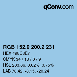 Color code: RGB 152.9 200.2 231 | qconv.com