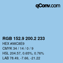 Color code: RGB 152.9 200.2 233 | qconv.com