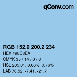 カラーコード: RGB 152.9 200.2 234 | qconv.com