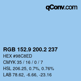Color code: RGB 152.9 200.2 237 | qconv.com