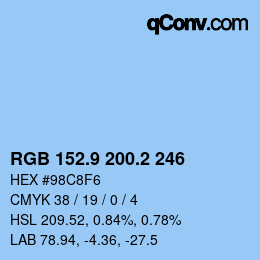 Color code: RGB 152.9 200.2 246 | qconv.com
