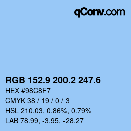 カラーコード: RGB 152.9 200.2 247.6 | qconv.com