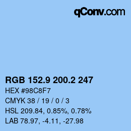 Farbcode: RGB 152.9 200.2 247 | qconv.com