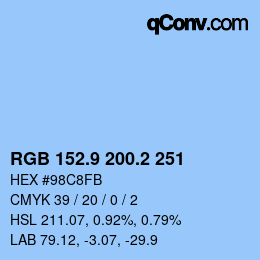 Color code: RGB 152.9 200.2 251 | qconv.com