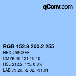 Color code: RGB 152.9 200.2 255 | qconv.com