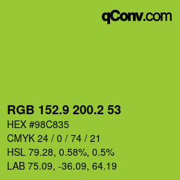 カラーコード: RGB 152.9 200.2 53 | qconv.com