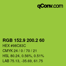 カラーコード: RGB 152.9 200.2 60 | qconv.com