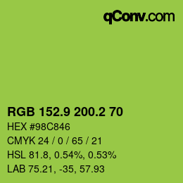 カラーコード: RGB 152.9 200.2 70 | qconv.com