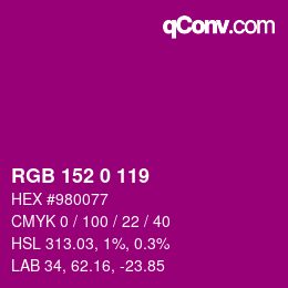 颜色代码: RGB 152 0 119 | qconv.com