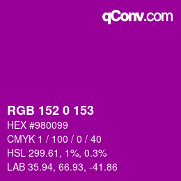 颜色代码: RGB 152 0 153 | qconv.com