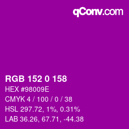 Color code: RGB 152 0 158 | qconv.com