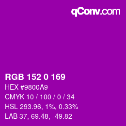Color code: RGB 152 0 169 | qconv.com