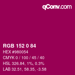 Farbcode: RGB 152 0 84 | qconv.com