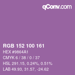 カラーコード: RGB 152 100 161 | qconv.com