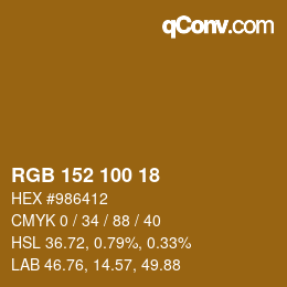 カラーコード: RGB 152 100 18 | qconv.com