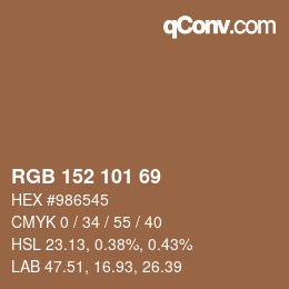 カラーコード: RGB 152 101 69 | qconv.com