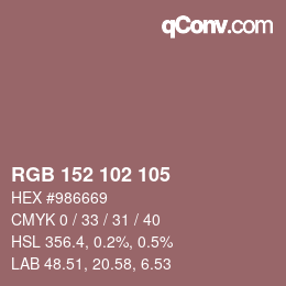 Color code: RGB 152 102 105 | qconv.com