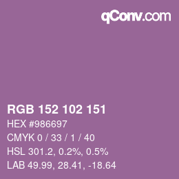 カラーコード: RGB 152 102 151 | qconv.com