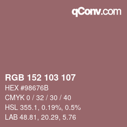 颜色代码: RGB 152 103 107 | qconv.com