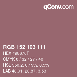 Color code: RGB 152 103 111 | qconv.com