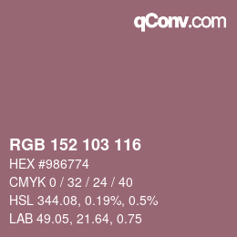 カラーコード: RGB 152 103 116 | qconv.com
