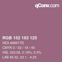 Color code: RGB 152 103 125 | qconv.com
