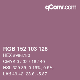 颜色代码: RGB 152 103 128 | qconv.com