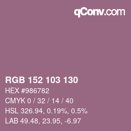 颜色代码: RGB 152 103 130 | qconv.com