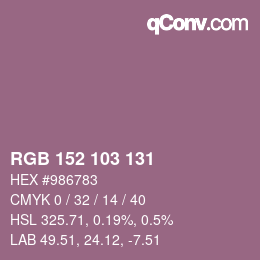カラーコード: RGB 152 103 131 | qconv.com