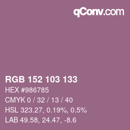 カラーコード: RGB 152 103 133 | qconv.com
