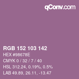 Color code: RGB 152 103 142 | qconv.com