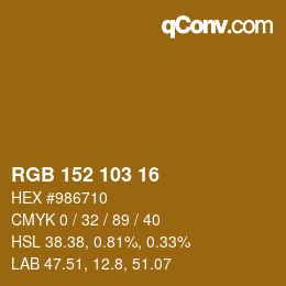Color code: RGB 152 103 16 | qconv.com