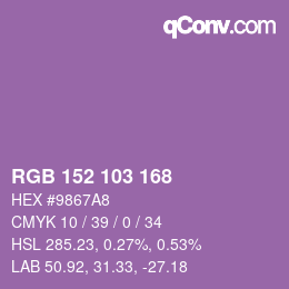 颜色代码: RGB 152 103 168 | qconv.com
