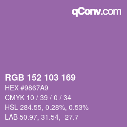 カラーコード: RGB 152 103 169 | qconv.com