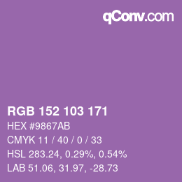 Color code: RGB 152 103 171 | qconv.com