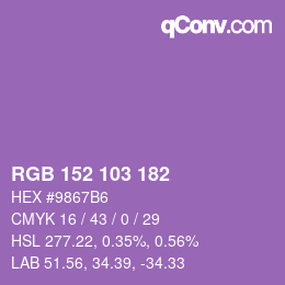 Color code: RGB 152 103 182 | qconv.com