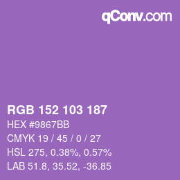 カラーコード: RGB 152 103 187 | qconv.com