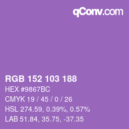 カラーコード: RGB 152 103 188 | qconv.com