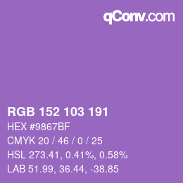 Color code: RGB 152 103 191 | qconv.com