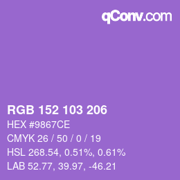 Color code: RGB 152 103 206 | qconv.com