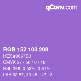 Color code: RGB 152 103 208 | qconv.com